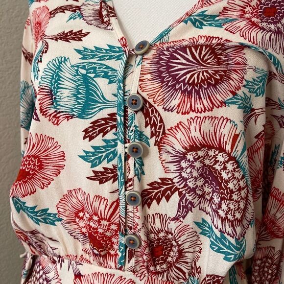 Anthro Tugboat Floral Tie Front Blouse - Picture 9 of 13